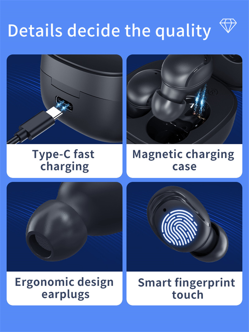 F-XY-30 Type-C Smart Noise Canceling TWS Bluetooth 5.1 Бесправадныя навушнікі IPX4 Гульнявыя навушнікі Бесправадныя навушнікі-ўкладышы bluetooth-навушнікі (16)
